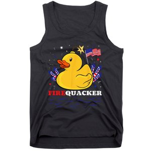 Firecracker Duck 4th of July Patriotic Day USA Flag Funny Tank Top