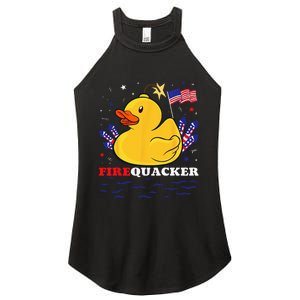 Firecracker Duck 4th of July Patriotic Day USA Flag Funny Women's Perfect Tri Rocker Tank