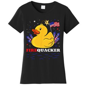 Firecracker Duck 4th of July Patriotic Day USA Flag Funny Women's T-Shirt