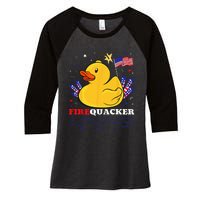 Firecracker Duck 4th of July Patriotic Day USA Flag Funny Women's Tri-Blend 3/4-Sleeve Raglan Shirt