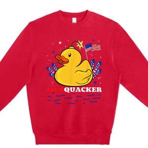 Firecracker Duck 4th of July Patriotic Day USA Flag Funny Premium Crewneck Sweatshirt