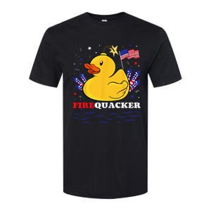 Firecracker Duck 4th of July Patriotic Day USA Flag Funny Softstyle CVC T-Shirt