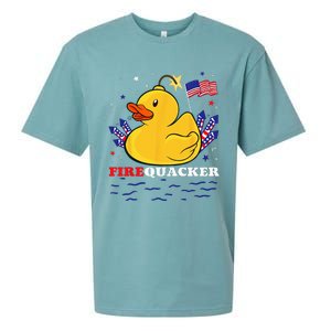 Firecracker Duck 4th of July Patriotic Day USA Flag Funny Sueded Cloud Jersey T-Shirt