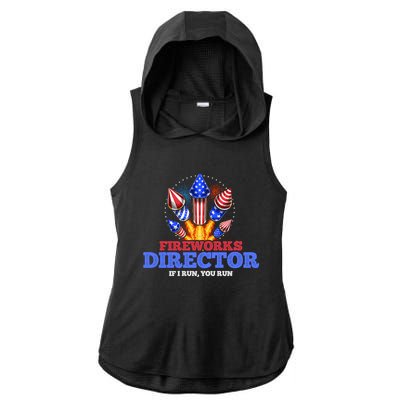 Fireworks Director 4th Of July Pyrotechnician Gift Ladies PosiCharge Tri-Blend Wicking Draft Hoodie Tank