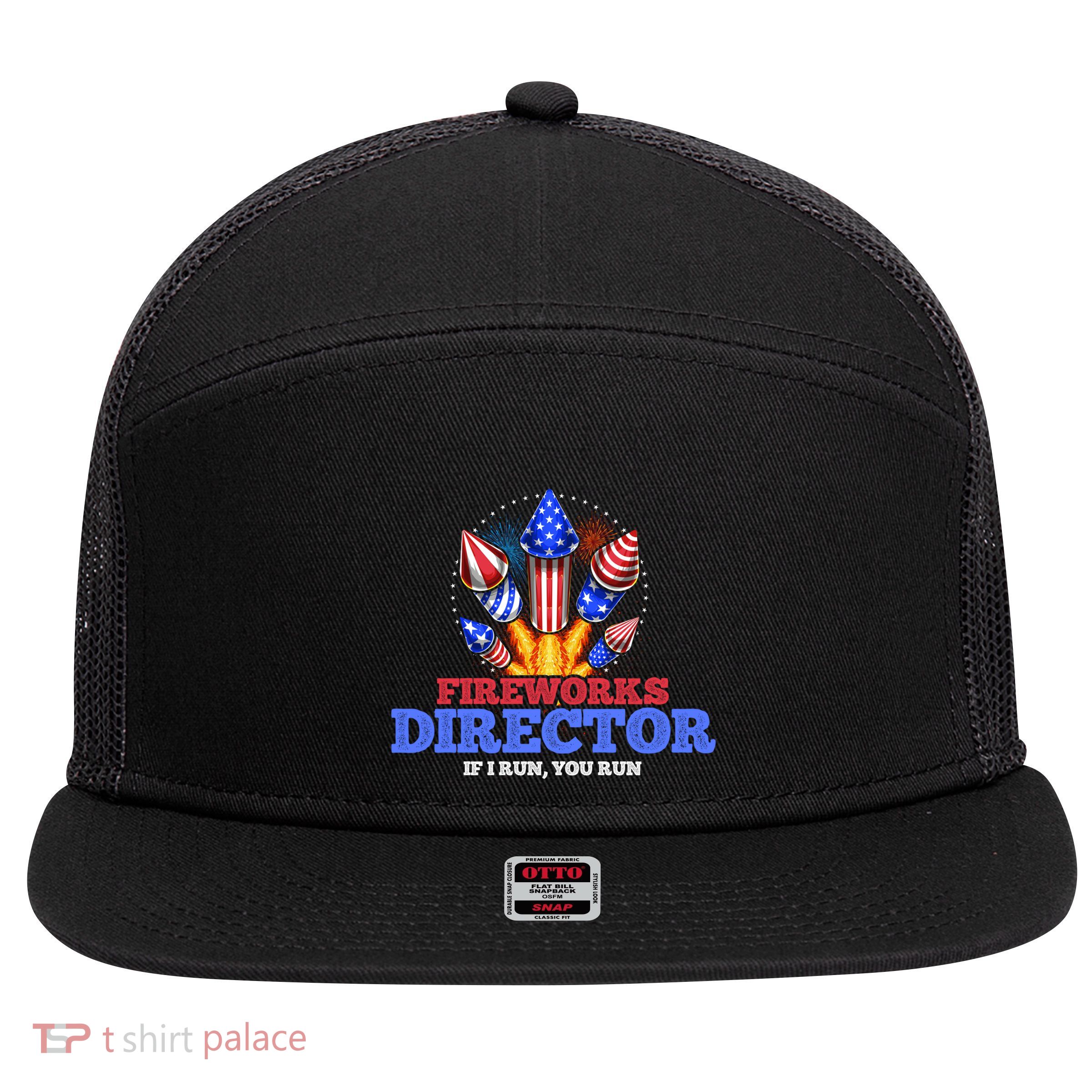 Fireworks Director 4th Of July Pyrotechnician Gift 7 Panel Mesh Trucker Snapback Hat