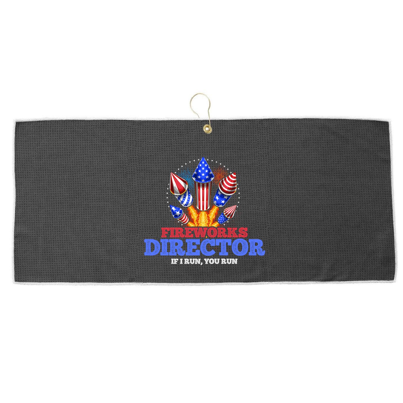 Fireworks Director 4th Of July Pyrotechnician Gift Large Microfiber Waffle Golf Towel