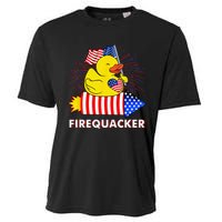 Firequacker Duck 4th of July Fireworks America US FLag Cooling Performance Crew T-Shirt