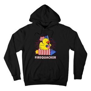 Firequacker Duck 4th of July Fireworks America US FLag Hoodie