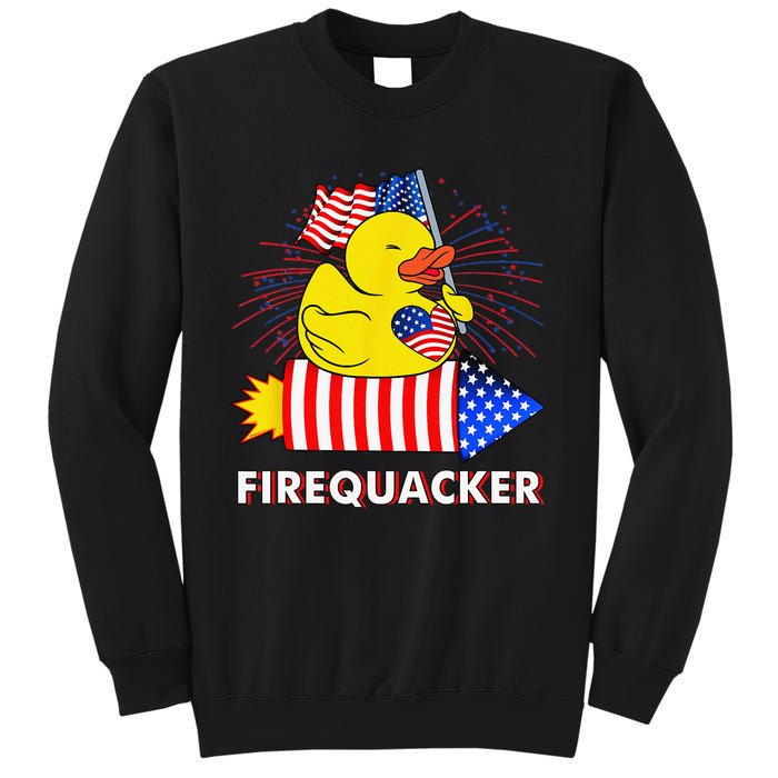 Firequacker Duck 4th of July Fireworks America US FLag Sweatshirt