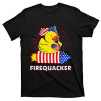 Firequacker Duck 4th of July Fireworks America US FLag T-Shirt