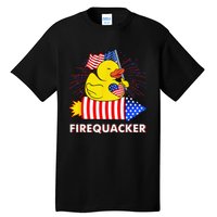 Firequacker Duck 4th of July Fireworks America US FLag Tall T-Shirt