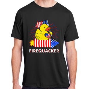 Firequacker Duck 4th of July Fireworks America US FLag Adult ChromaSoft Performance T-Shirt