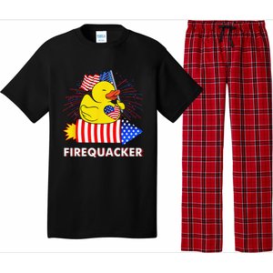 Firequacker Duck 4th of July Fireworks America US FLag Pajama Set