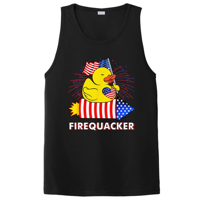 Firequacker Duck 4th of July Fireworks America US FLag PosiCharge Competitor Tank