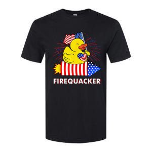 Firequacker Duck 4th of July Fireworks America US FLag Softstyle CVC T-Shirt