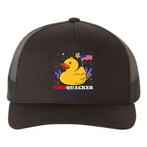 Firecracker Duck 4th Of July Patriotic Day Usa Flag Funny Yupoong Adult 5-Panel Trucker Hat