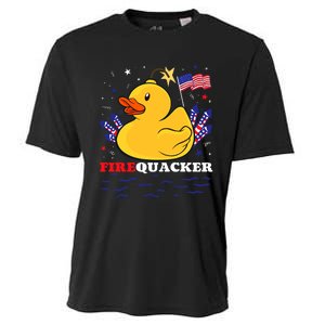 Firecracker Duck 4th Of July Patriotic Day Usa Flag Funny Cooling Performance Crew T-Shirt