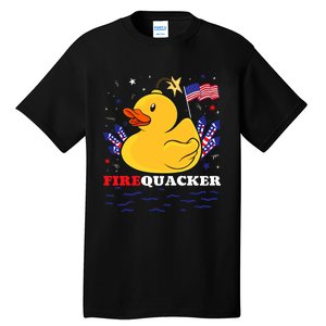 Firecracker Duck 4th Of July Patriotic Day Usa Flag Funny Tall T-Shirt