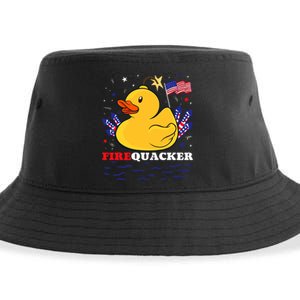 Firecracker Duck 4th Of July Patriotic Day Usa Flag Funny Sustainable Bucket Hat