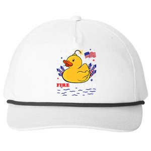 Firecracker Duck 4th Of July Patriotic Day Usa Flag Funny Snapback Five-Panel Rope Hat