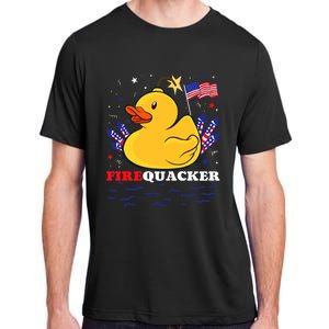 Firecracker Duck 4th Of July Patriotic Day Usa Flag Funny Adult ChromaSoft Performance T-Shirt