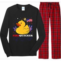 Firecracker Duck 4th Of July Patriotic Day Usa Flag Funny Long Sleeve Pajama Set