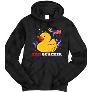 Firecracker Duck 4th Of July Patriotic Day Usa Flag Funny Tie Dye Hoodie