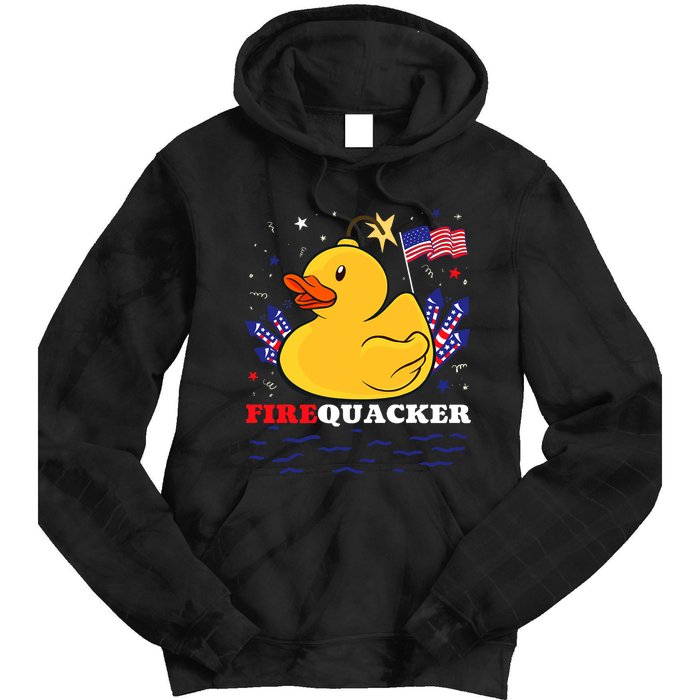 Firecracker Duck 4th Of July Patriotic Day Usa Flag Funny Tie Dye Hoodie