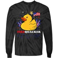 Firecracker Duck 4th Of July Patriotic Day Usa Flag Funny Tie-Dye Long Sleeve Shirt