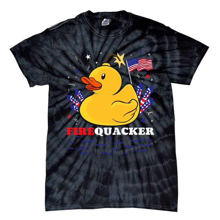 Firecracker Duck 4th Of July Patriotic Day Usa Flag Funny Tie-Dye T-Shirt