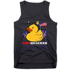 Firecracker Duck 4th Of July Patriotic Day Usa Flag Funny Tank Top