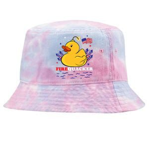 Firecracker Duck 4th Of July Patriotic Day Usa Flag Funny Tie-Dyed Bucket Hat