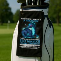 Funny Dragon 5 Signs I'm Probably A Dragon Golf Towel