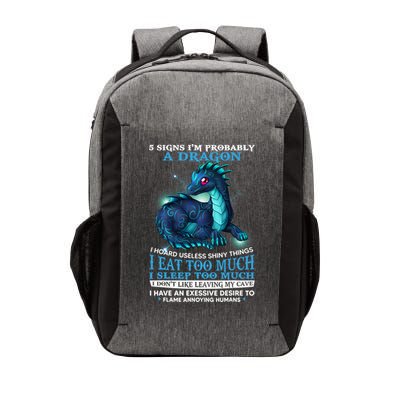 Funny Dragon 5 Signs I'm Probably A Dragon Vector Backpack