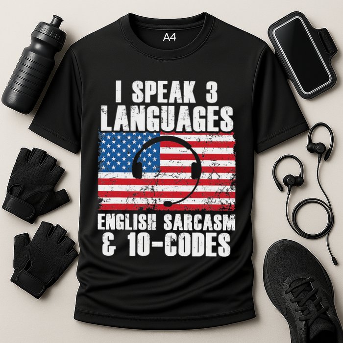 Funny Dispatcher 911 Emergency Operator Thin Yellow Line Performance Shirt