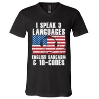 Funny Dispatcher 911 Emergency Operator Thin Yellow Line V-Neck T-Shirt
