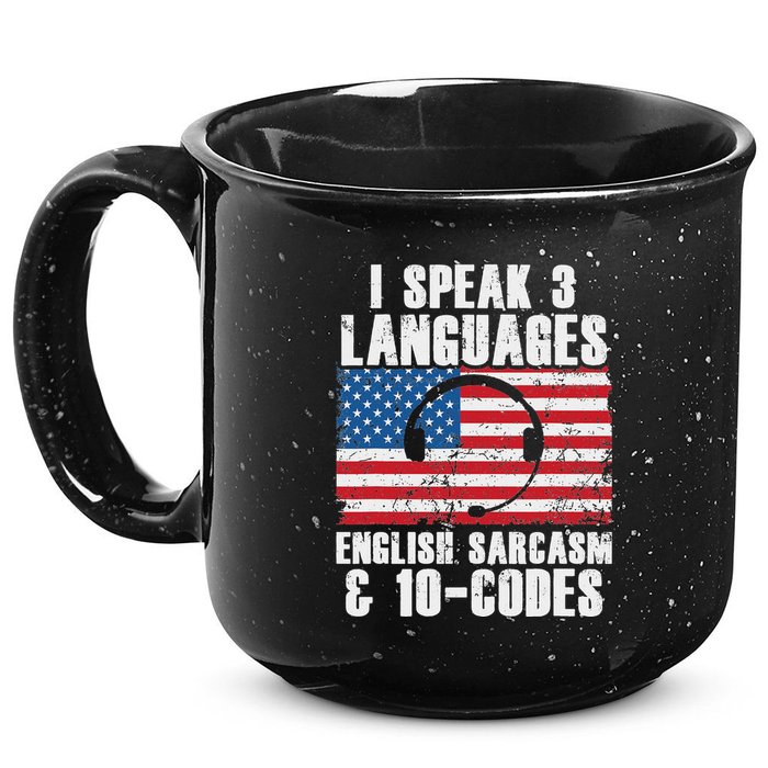 Funny Dispatcher 911 Emergency Operator Thin Yellow Line 15oz Campfire Ceramic Mug