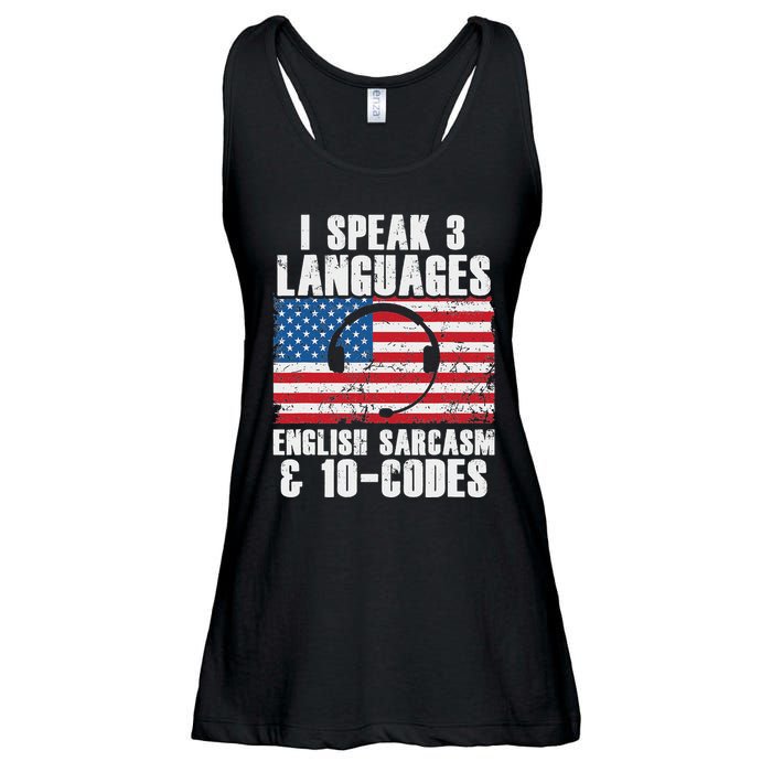 Funny Dispatcher 911 Emergency Operator Thin Yellow Line Ladies Essential Flowy Tank