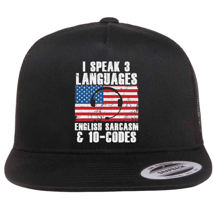 Funny Dispatcher 911 Emergency Operator Thin Yellow Line Flat Bill Trucker Hat