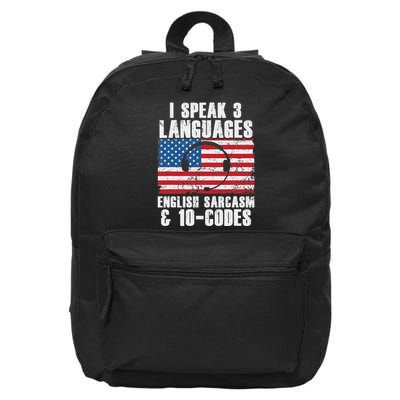 Funny Dispatcher 911 Emergency Operator Thin Yellow Line 16 in Basic Backpack