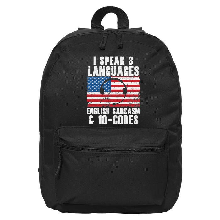 Funny Dispatcher 911 Emergency Operator Thin Yellow Line 16 in Basic Backpack