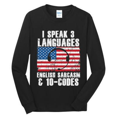 Funny Dispatcher 911 Emergency Operator Thin Yellow Line Tall Long Sleeve T-Shirt