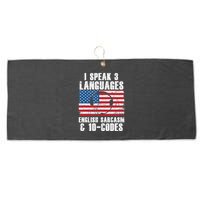 Funny Dispatcher 911 Emergency Operator Thin Yellow Line Large Microfiber Waffle Golf Towel