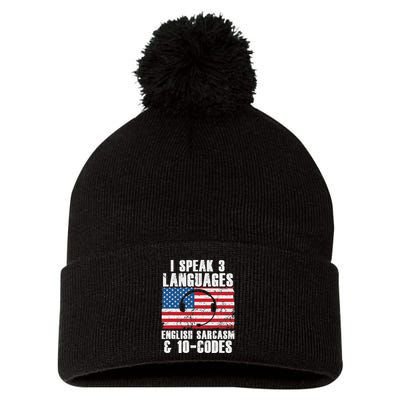 Funny Dispatcher 911 Emergency Operator Thin Yellow Line Pom Pom 12in Knit Beanie