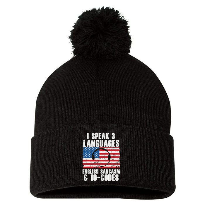 Funny Dispatcher 911 Emergency Operator Thin Yellow Line Pom Pom 12in Knit Beanie
