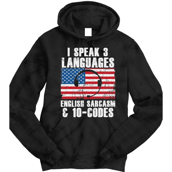 Funny Dispatcher 911 Emergency Operator Thin Yellow Line Tie Dye Hoodie