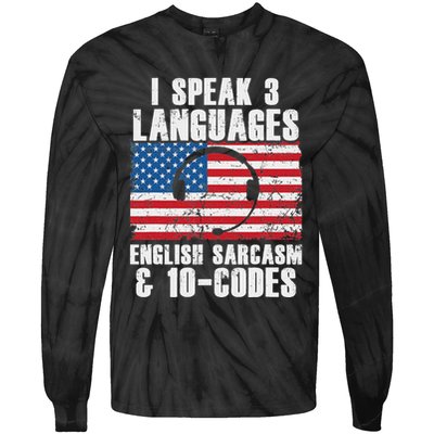 Funny Dispatcher 911 Emergency Operator Thin Yellow Line Tie-Dye Long Sleeve Shirt