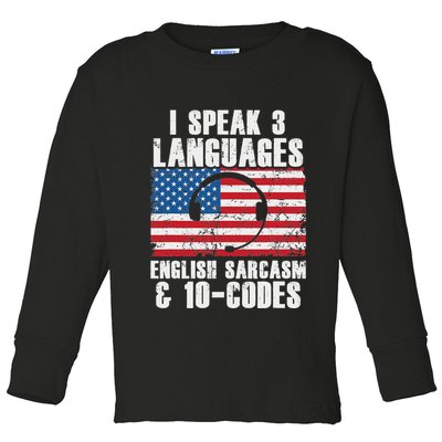 Funny Dispatcher 911 Emergency Operator Thin Yellow Line Toddler Long Sleeve Shirt