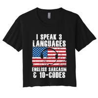 Funny Dispatcher 911 Emergency Operator Thin Yellow Line Crop Top