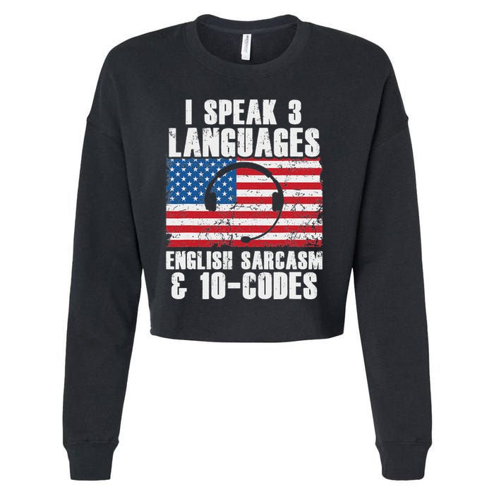 Funny Dispatcher 911 Emergency Operator Thin Yellow Line Cropped Pullover Crew
